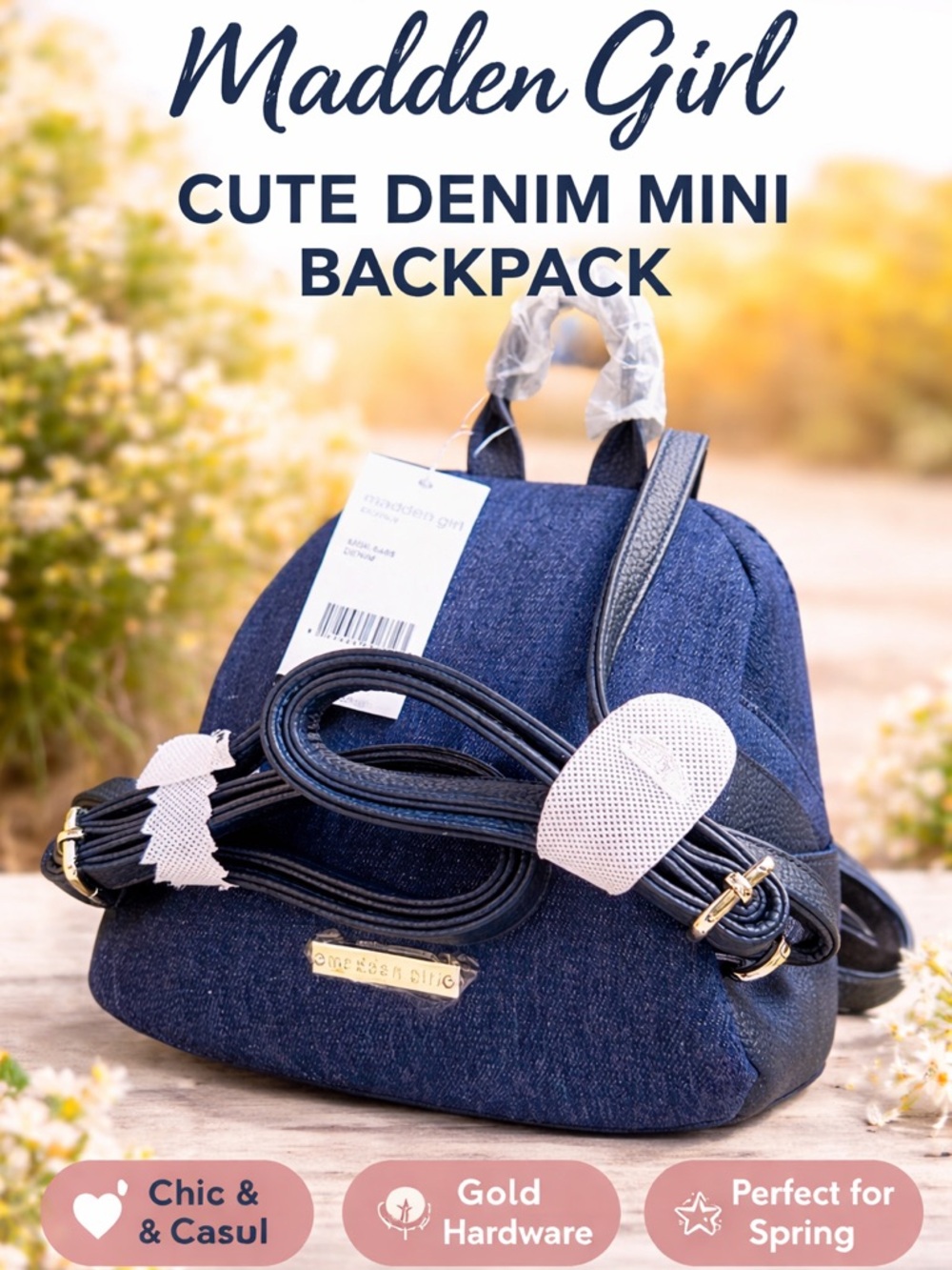 Madden Girl Mini Denim Backpack NWT | Designer Bag‎ $58 MSRP